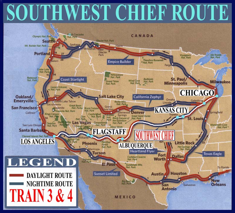 amtrak southwest chief train route guide